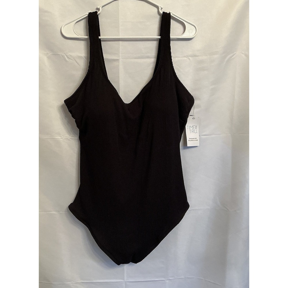 Time and Tru One Piece Swimsuit Womens Plus Size 3X ( 24W - 26W) Black NWT